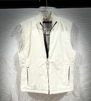 Vintage Orage G-Vibe Off-White Quilted Zip-Up Vest, Size Medium